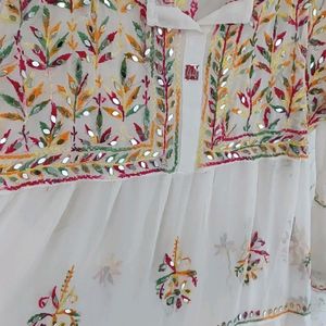 Mirror & Multicolour Thread Work Short Kurta