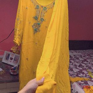 Haldi Ceremony Suit Sets Duppta Sharara Kamiz