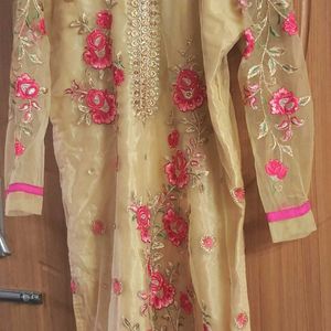 Heavy Golden Kurti And Pant Set