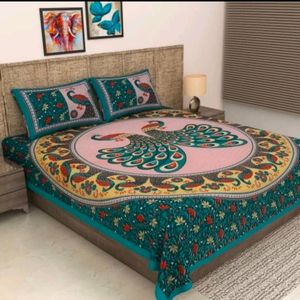 Double Printed Cotton Bedsheet With Pillow Cover