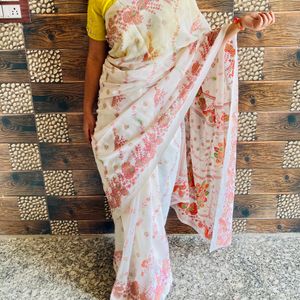 Designer Jaipuri Peacock Print 🦚  Saree