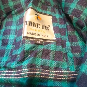 Mens Shirt Warm Wool Checked Green And Navy Blue