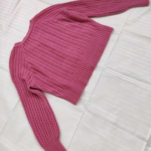 Women Cable Knit Pink Cardigan 🧶