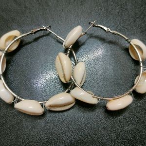 Sea Shell Ear Hoops And Bracelet Combo