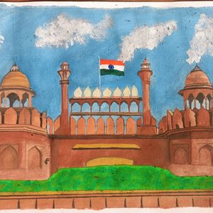 Lal Kila Red Fort Watercolor Painting