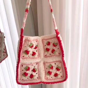 Crochet Strawberry Pink Sling Bag