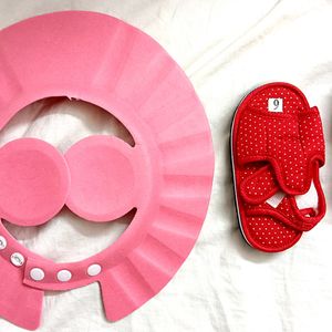 Baby Cotton Sandals  And Bath Cap