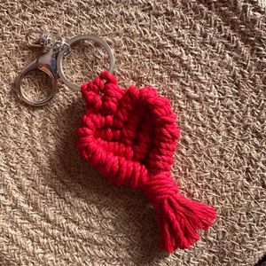 Heart macrame Keychain - RED