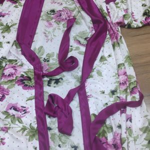 Clovia Magenta Printed Nighty