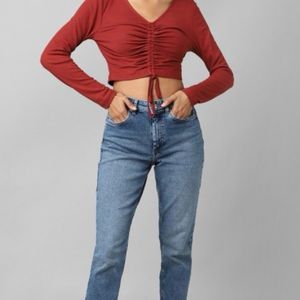 Only Rust Ruched Crop Top