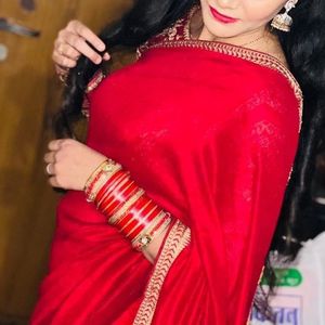 Splendid Dark Red Saree Pre Draped