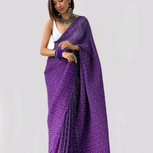 Digital Printed Bandhani Georgette Saree