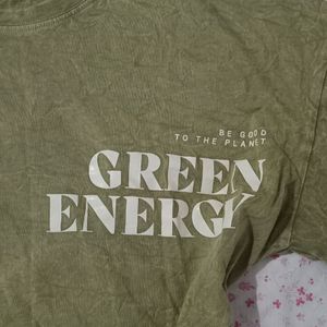 Turn Up Sleeve  Oversize Acid Wash Graffic T Shirt