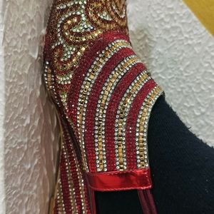 Red And Golden Diamond Sandal