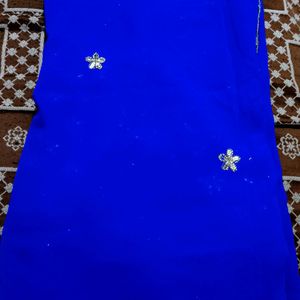 Blue Heavy Work Saree With Blouse