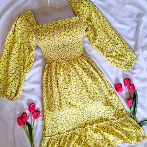 Pretty Yellow Floral Dress