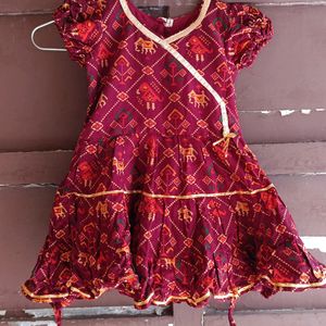 Beautiful Patola Printed Pure Cotton Baby Frock