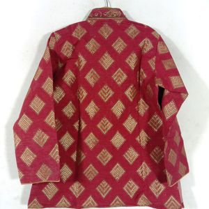 Red And Golden Colour Ethnic Wear (Boy's)