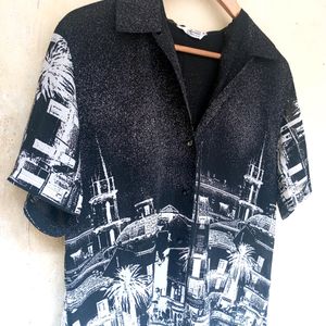 Black Korean Aesthetic Button Up Shirt Top (Women)