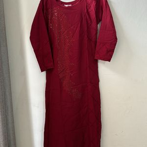 Kurti Maroon With Sequence