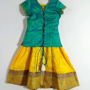 Green & Yellow Ethnic Skirt ( Girls Clothing)