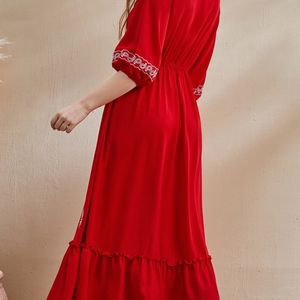 Branded Red Embroidered Dress