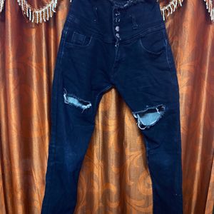 Black Colour High Waist Four Button Jeans