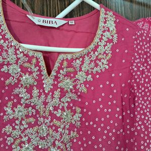 Biba Festive Kurta With Plazzo And Duppatta