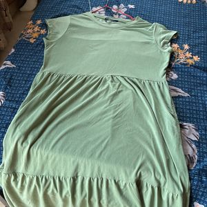 Green Tshirt Dress Streachable Material