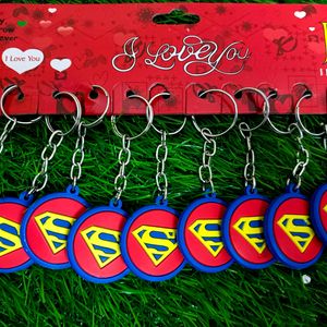 Set Of 12 Superman Logo Keychains