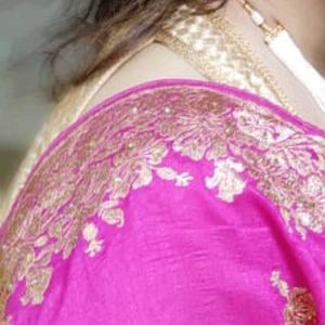 Rich Pink Golden Border saree