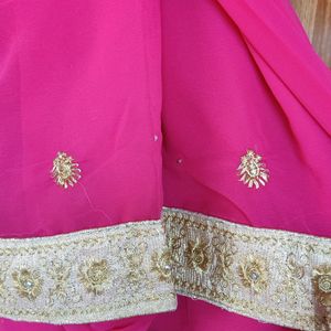 Price Dropped _ Pink Georgette Sareee