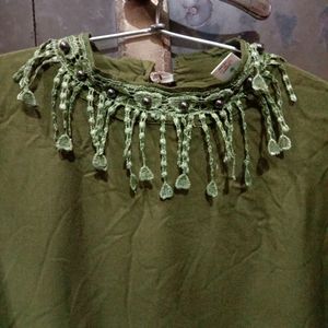 Olive Green Necklace Top