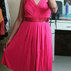 Pink Knee Length Party wear Dress
