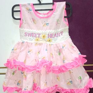 Baby Pink Colour Cotton Frock