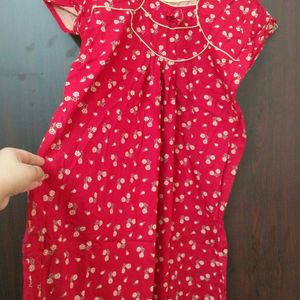 Red Cotton Night Gown