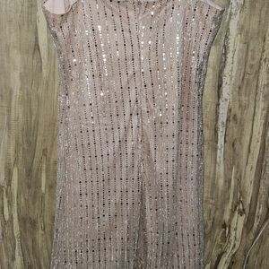 Party Wear Pink Nude Shimmery Bodycon Dress