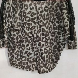 Animal Print Assymetrical Crop Top