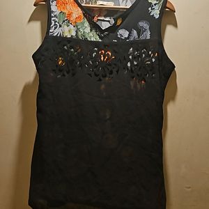 Beautiful Black Cutwork Floral Top