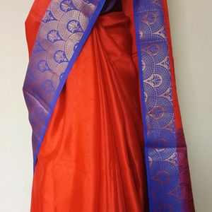 Beautiful Silk Saree with Blue Colour Zari work