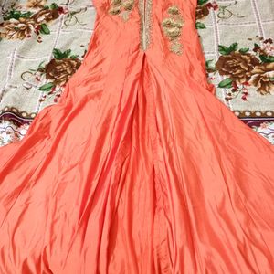 Orange Party Wear Gown