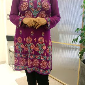 Purple Chikankari Kurti For Navratri 🎉🎊