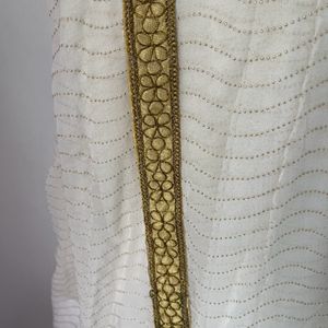 Embroidered White Saree Never Used