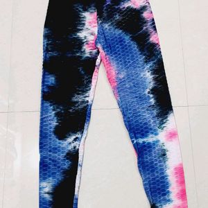 Women's High-Waist Tie-Dye Honeycomb Leggings