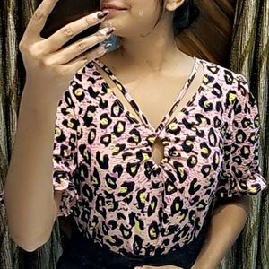 Pink Animal Print Top