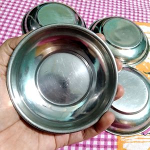 Combo Of 4 Halwa Plates (Small Steel Bowl/Plates)