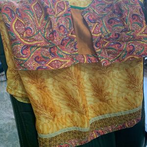 Soft Synthetic Saree With Blouse(used)