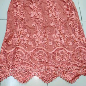 Pearl Cutwork Embroidery Net Party Wear Dress.