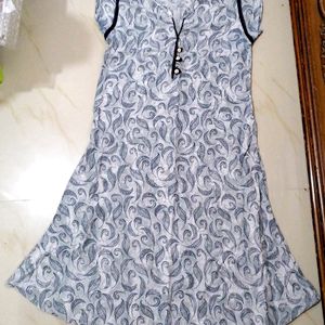 Beautiful Leaf Themed Navy Blue Cotton Kurthi