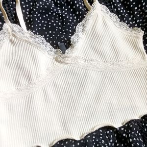 H&M Pinteresty Y2k Cottagecore Lace Trim Top